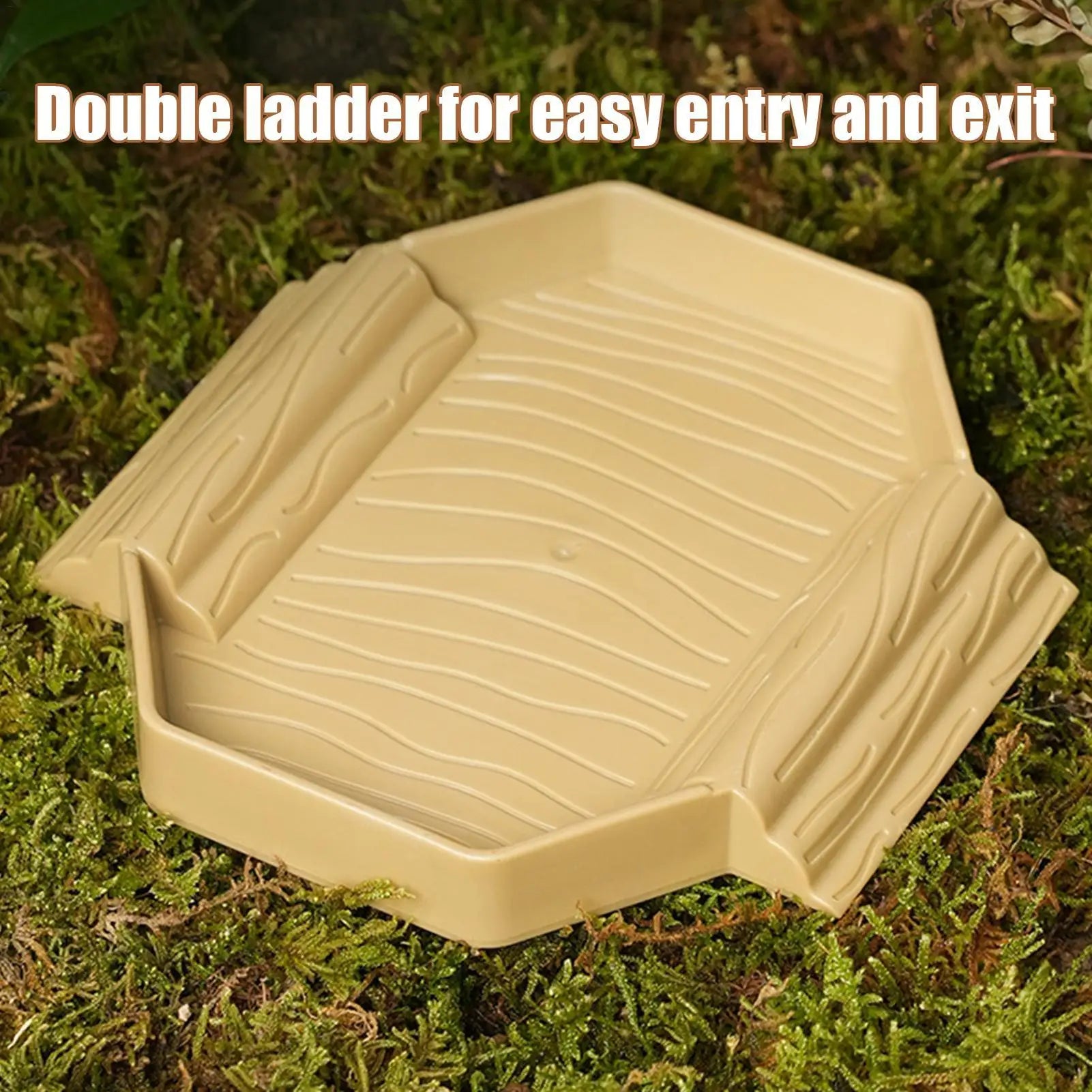 2-in-1 Anti-Slip Tortoise Water Dish — Bathing & Feeding Bowl with Ramp