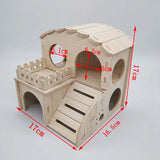 Solid Wood Small Pet Shelter — Natural House for Hamsters & Hedgehogs