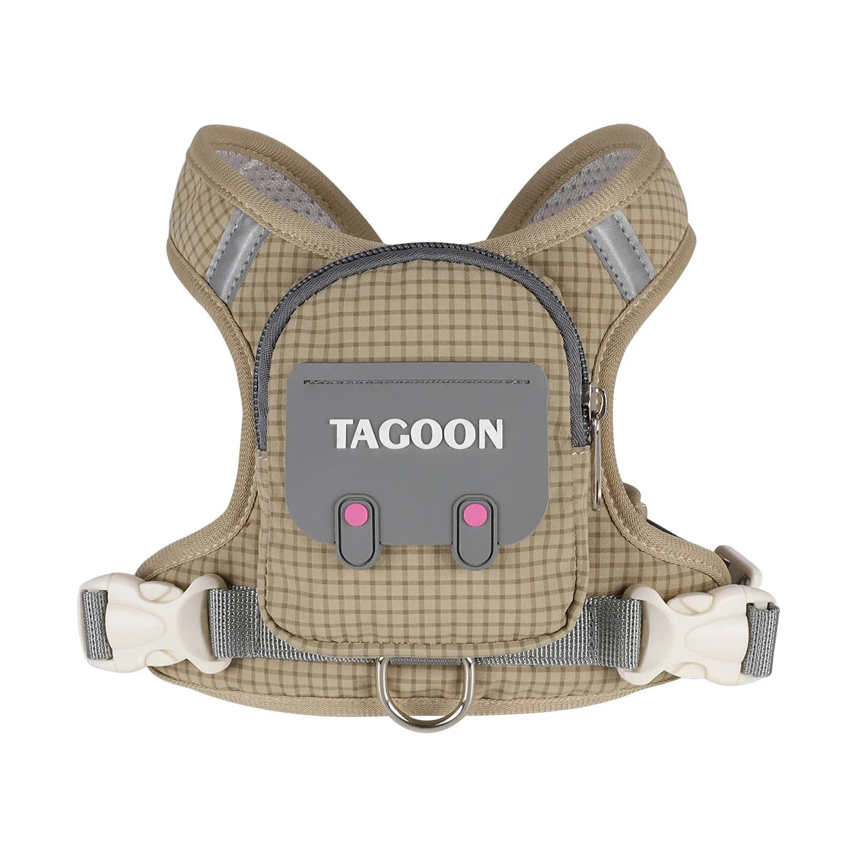 Plaid Dog Leash and Harness Set with Storage Bag (Detachable, Hiking)