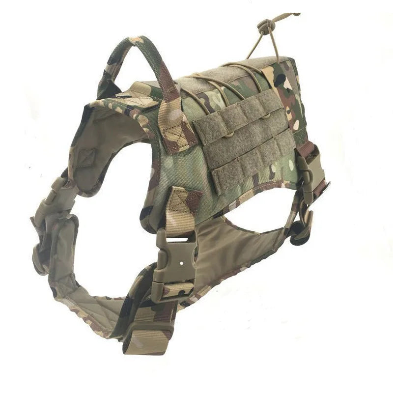 Tactical Camo Dog Vest (Outdoor Training, Chest & Back, Large Dogs)