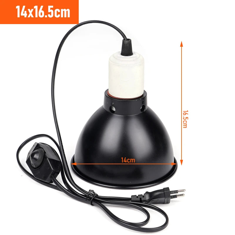 300W Reptile Dome Lamp Fixture — Multi-Plug Reflector Stand, E27