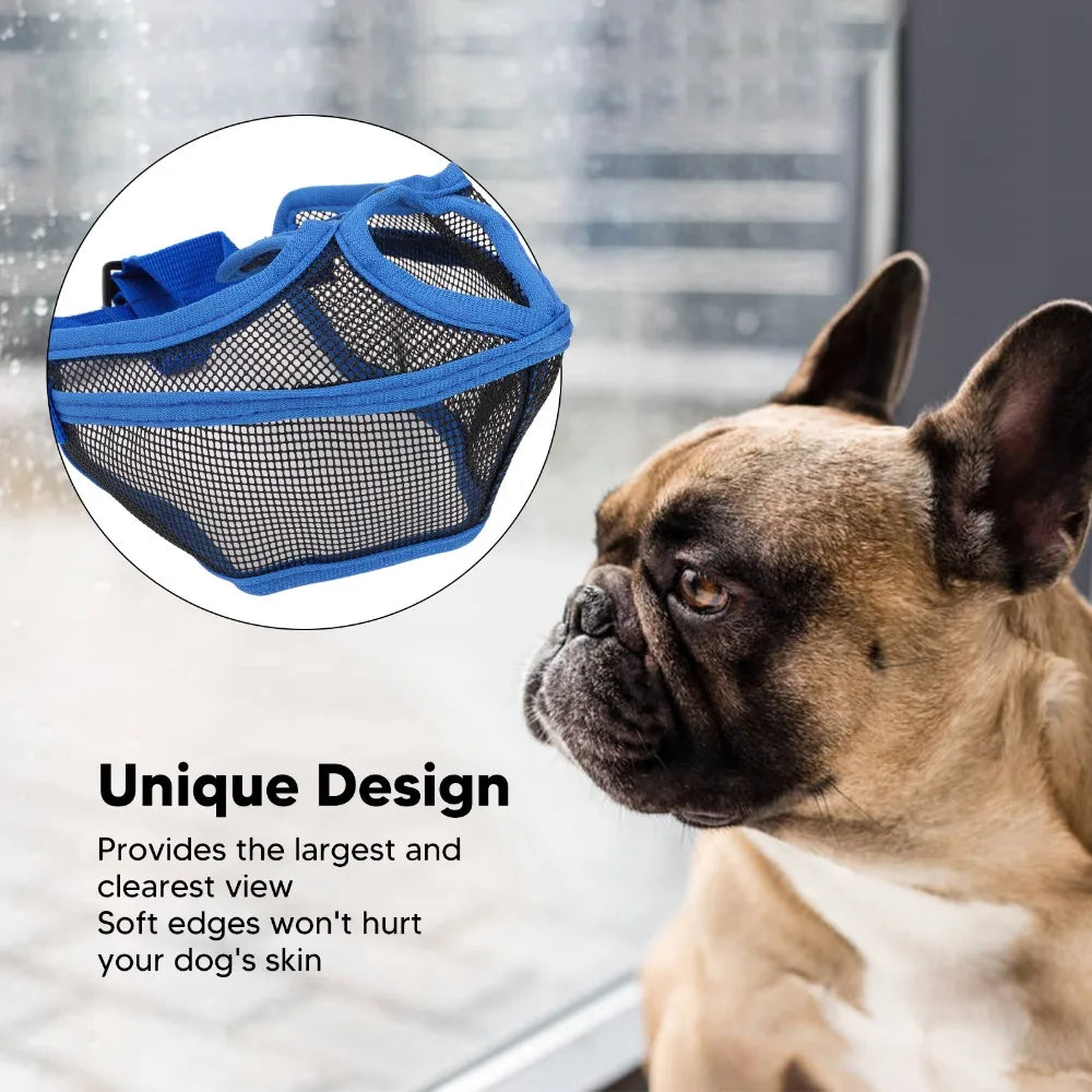 Short Snout Dog Muzzle for Bulldogs (Breathable, Adjustable, Anti-Scavenge)