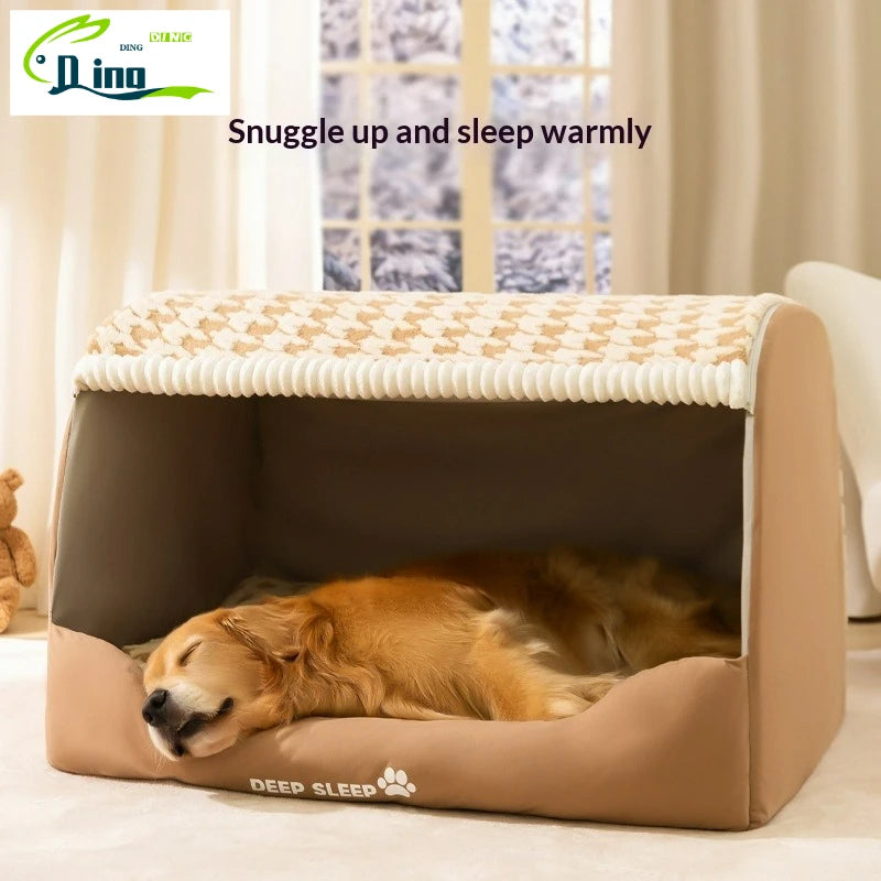 Quilted Winter Dog Den Bed