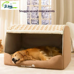 Quilted Winter Dog Den Bed