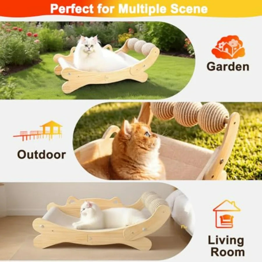 Heavy-Duty Sisal Cat Scratching Post with Hammock Lounge