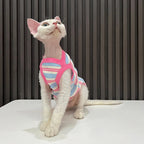 Striped Cat T-Shirt — Stretchy Breathable Slip-On Tank Top