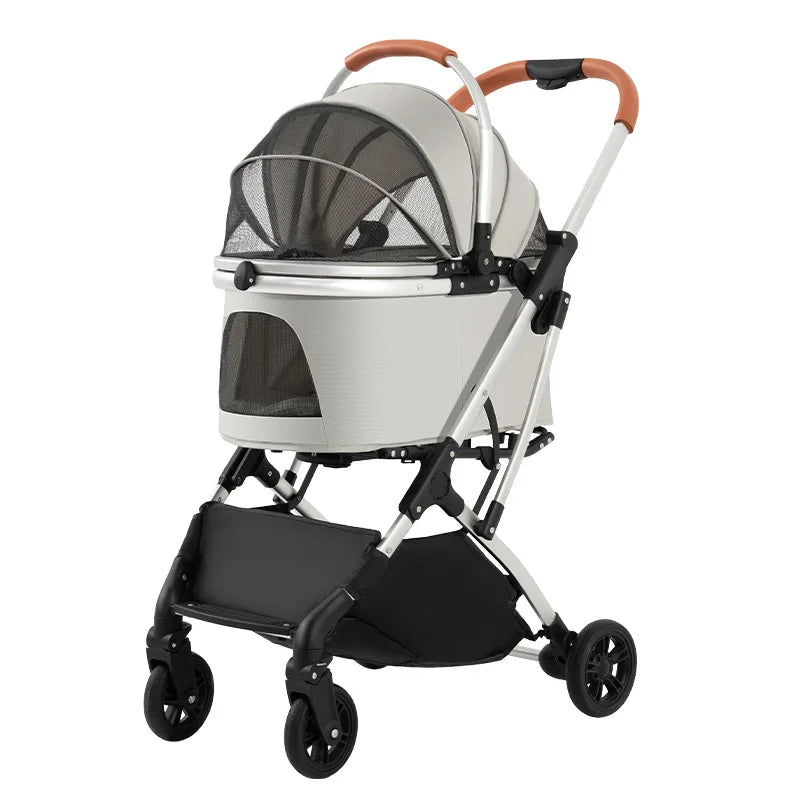 Lightweight Foldable 4-Wheel Pet Stroller for Medium, Large Dogs & Teddy Breeds