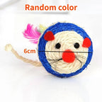 Sisal Feather Mouse Cat Toy Ball with Bell — Interactive Scratching & Chase Toy for Cats
