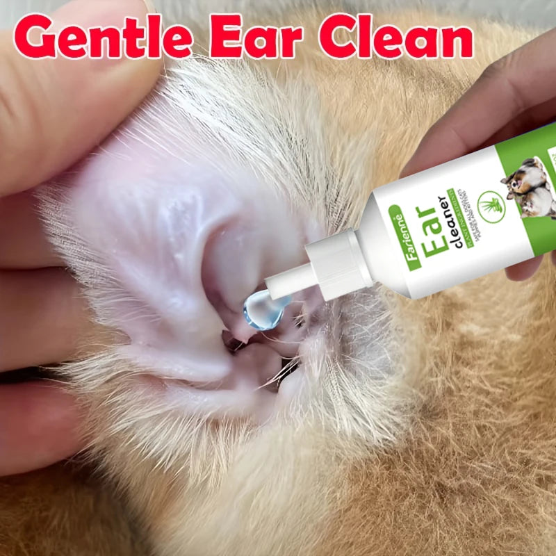 Natural Herbal Pet Ear Wash — Gentle 60ml Cleaning Fluid for Dogs & Cats