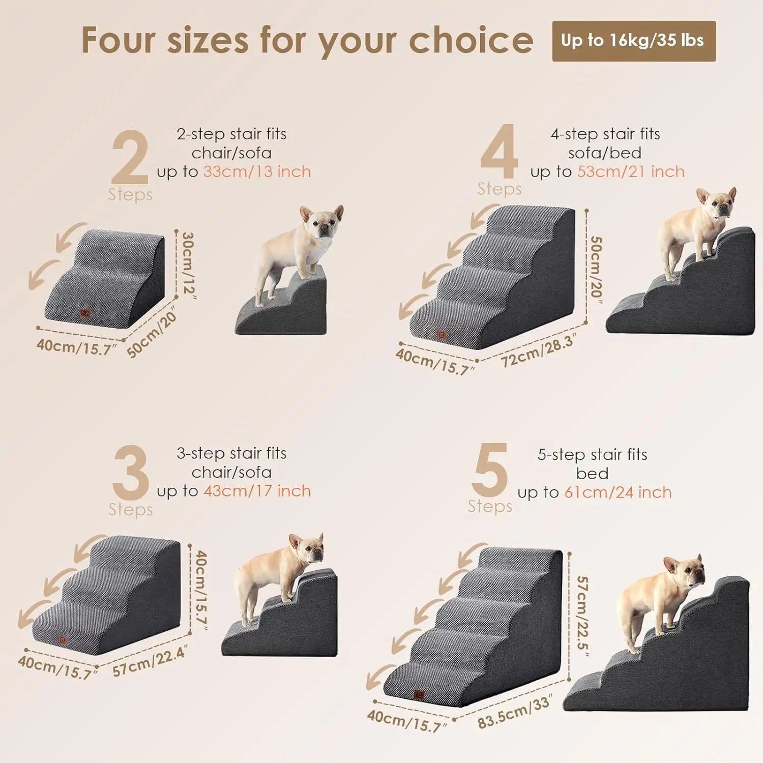Curved Pet Stairs for High Beds (4-Step)