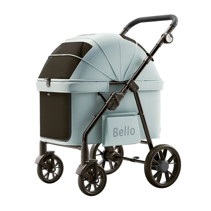 Bello Premium Foldable 4-Wheel Pet Stroller for Large Dogs — New Design Travel Carrier