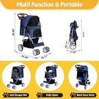 4-Wheel Pet Jogger Stroller Cart with Cup Holder for Small & Medium Dogs & Cats