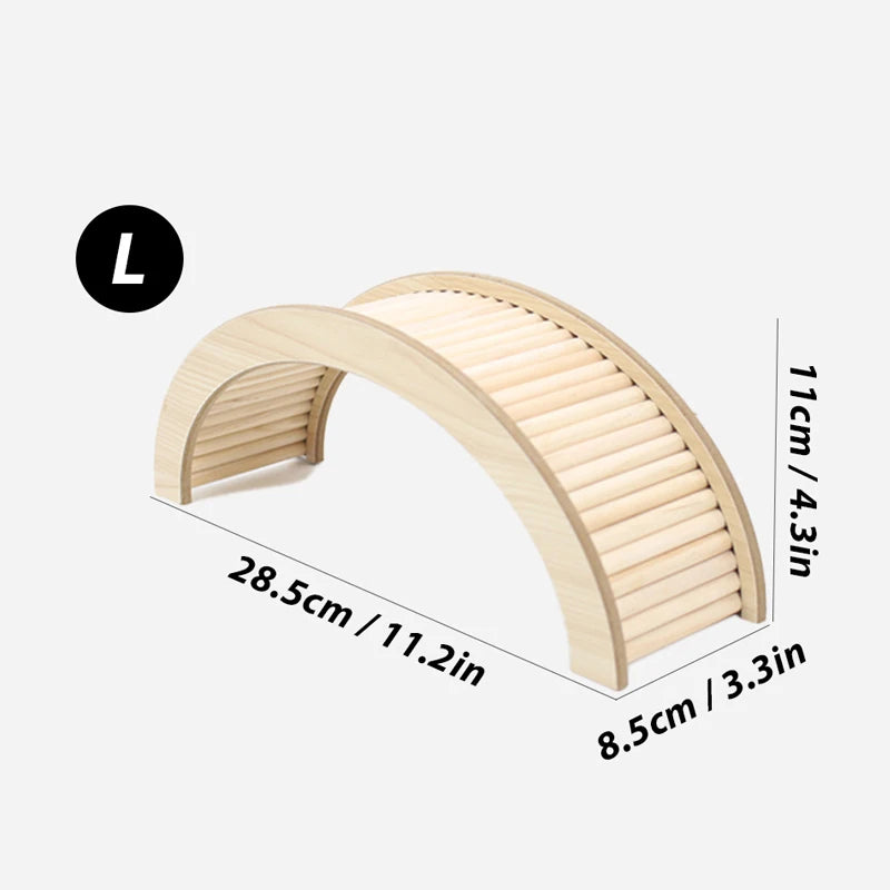 Wooden Arch Bridge Toy — Climbing Steps for Small Pets