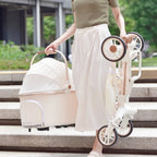 Foldable Waterproof PU High-Landscape Pet Stroller in Milk White — Up to 33 lbs for Dogs