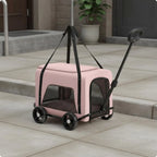 Breathable Mesh Foldable Pet Stroller with Telescoping Handle for Cats