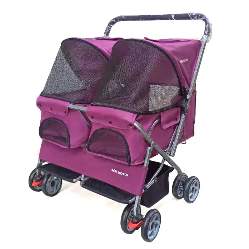 Ultra-Light Two-Seater Pet Buggy with Detachable Washable Interior