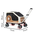 Pet Travel Luggage Cart with Folding Handlebar — Oxford Fabric, Breathable Mesh & Quiet Wheels