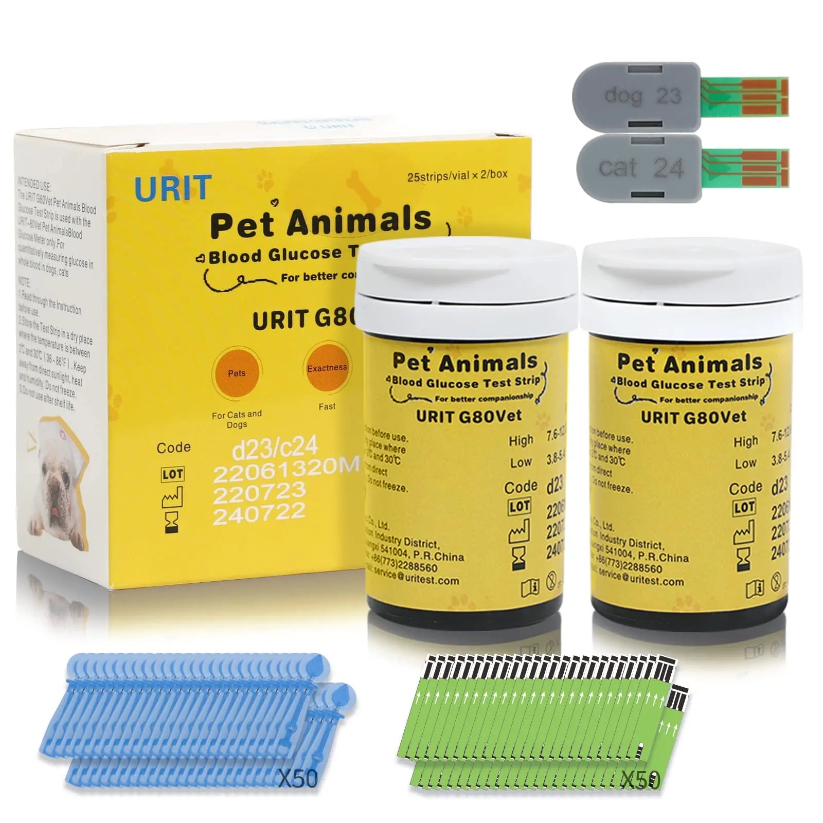 Pet Blood Glucose Monitor Kit for Dogs & Cats - Pain-Free No-Coding System
