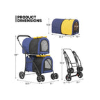 MoNiBloom Double Pet Stroller with Detachable Carrier Bags & Large 4 Wheels for Dogs & Cats