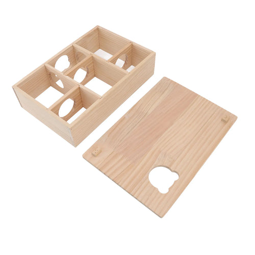 Wooden Hamster Hideout House — 6-Room Maze with Removable Roof