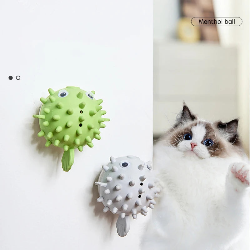Catnip Pufferfish Ball Toys with Dust Cover — 2-Pack Teeth Grinder
