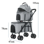 Double Pet Stroller with Detachable Carrier & Braking Wheels up to 30 lbs