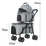 Double Pet Stroller with Detachable Carrier for Medium Small Dogs and Cats Durable Universal Wheels with Brakes Max for 30LBS