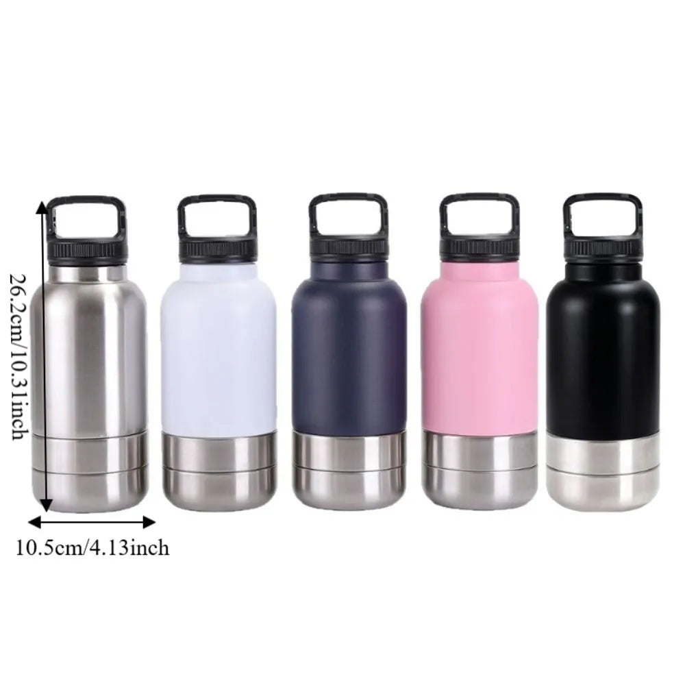 3-in-1 Stainless Steel Pet Water Bottle (Multi-Layer, Leak-Free, Detachable)