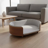 Oval Wooden Pet Sofa Bed with Removable Cover, All-Season
