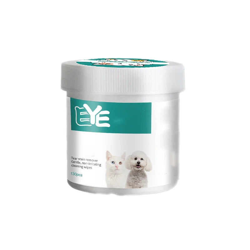 130-Count Pet Tear Stain Wipes — Gentle Eye Cleaning for Dogs & Cats