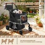 All-Terrain 4-Wheel Double Pet Stroller for 2 Small Dogs with Canopy & Cup Holder