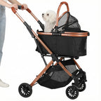 All-Terrain Puppy Cage Jogger Stroller with Detachable Carrier & Sun Shades for Large Dogs