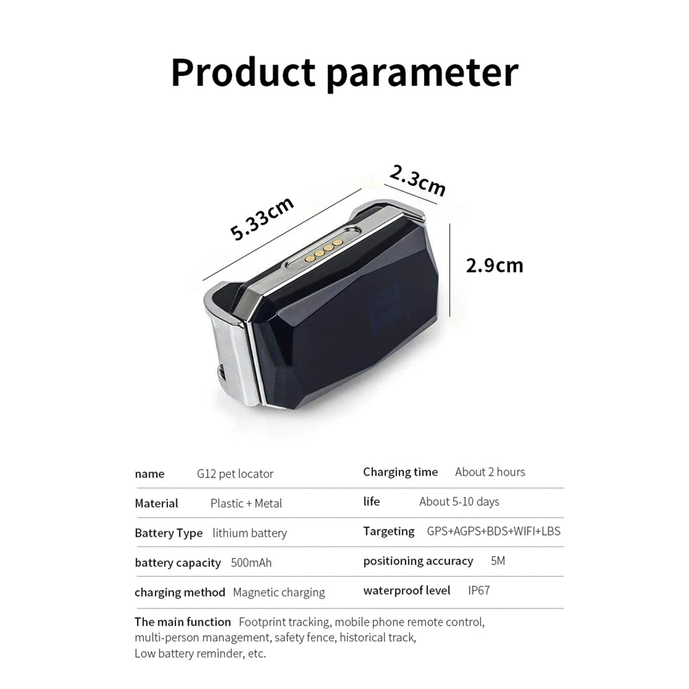 A25F-G12 Waterproof IP67 GPS Smart Collar Tracker for Pets & Kids