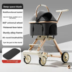 Lightweight Aluminum Alloy One-Click Foldable Pet Stroller — Universal Detachable Carrier for Dogs & Cats