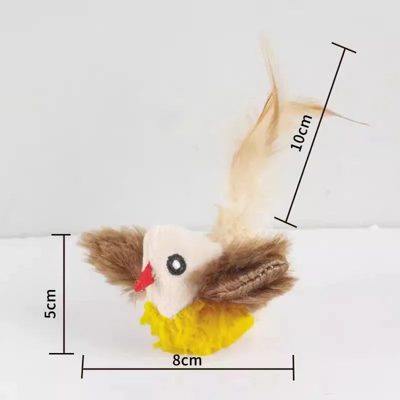 Flapping Wing Simulation Bird Cat Toy — Chirping Interactive Sparrow