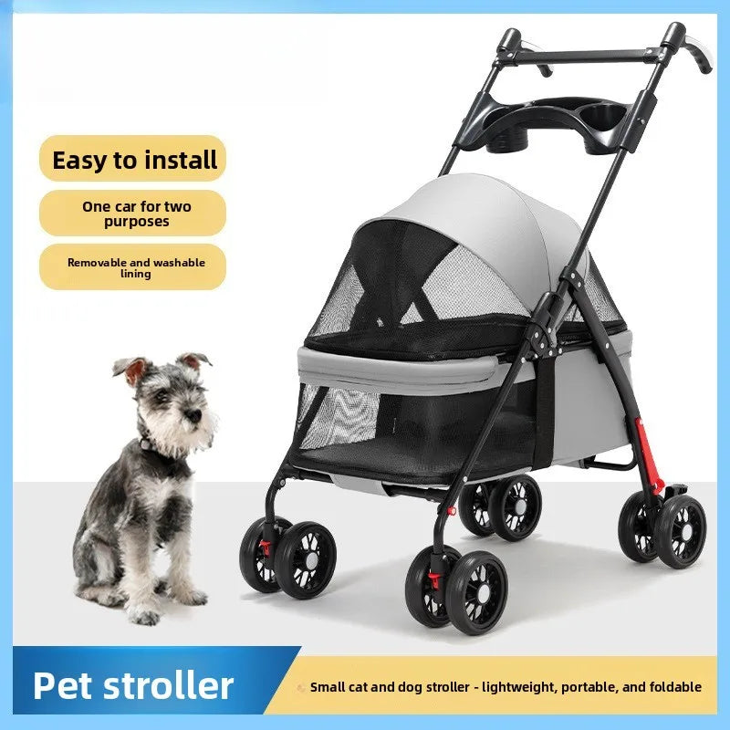 Lightweight Portable Foldable Pet Stroller Cart for Dogs & Cats — Outdoor Travel Trolley