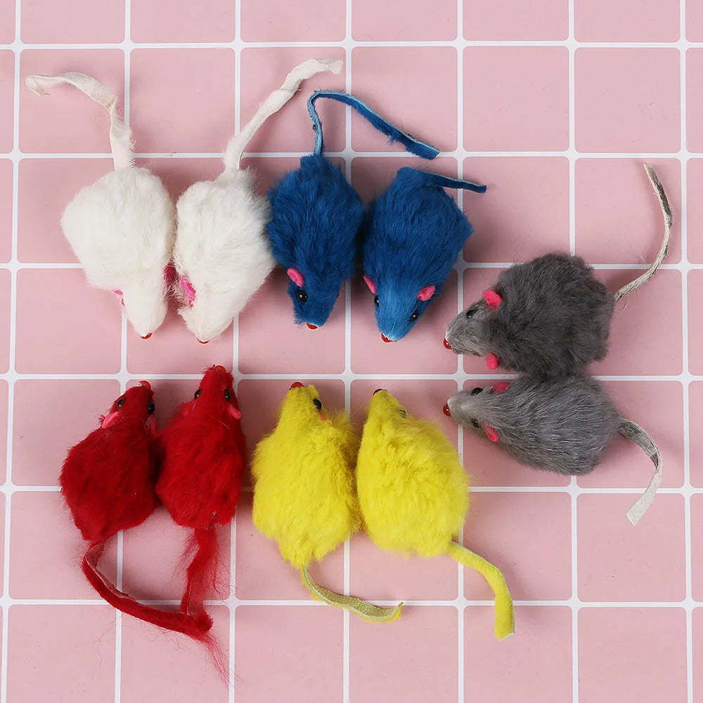 Rabbit Fur Mouse Cat Toys (10-Pack)