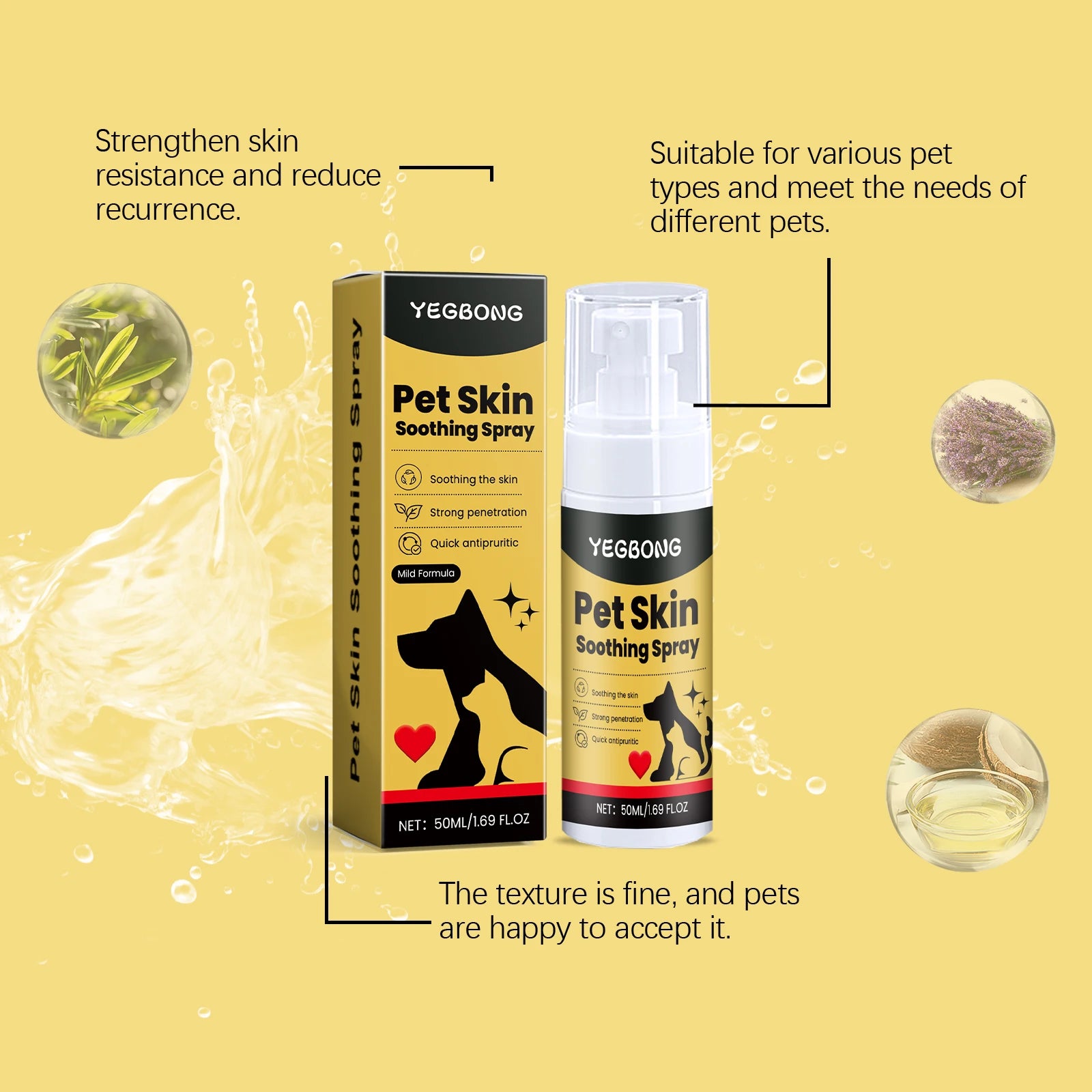 Herbal Pet Skin Soothing Spray — Anti-Itch & Skin Repair for Dogs & Cats