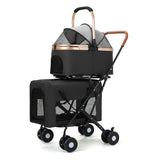 Pet Stroller Double Decker 2 Tier Detachable Foldable Luxury Carbon Steel Lightweight For Dogs And Cats