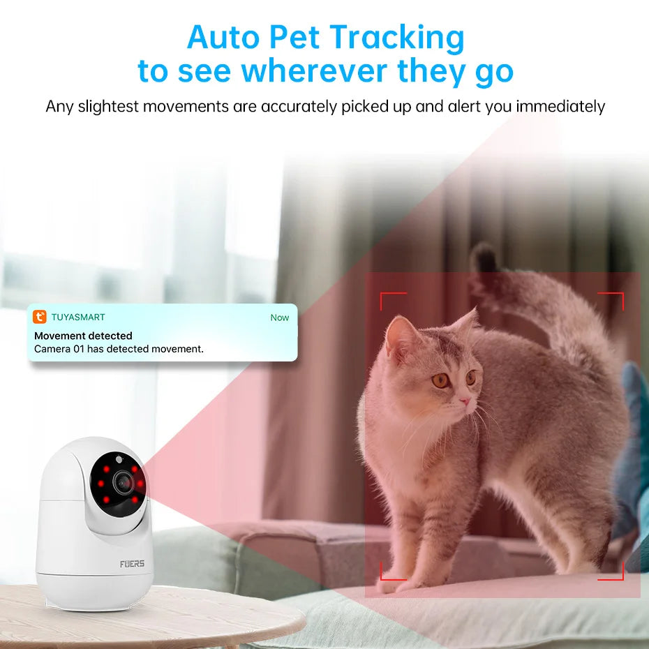 Tuya Smart 4K WiFi AI Camera for Pets with Night Vision & AI Alerts