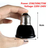 Mini Black Ceramic Heat Emitter — No-Light Brooder & Reptile Bulb, 25W–75W