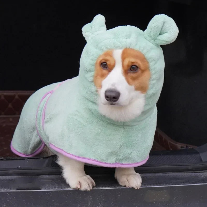 Hooded Dog Bathrobe — Adjustable Microfiber Coat for Bath & Winter