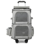 Double-Layer Large-Capacity Breathable Pet Trolley Case for 2 Dogs & Cats — Portable Outdoor Travel Carrier