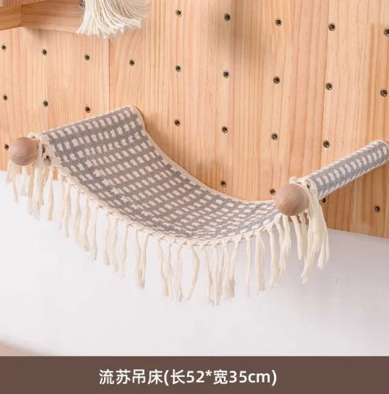 Wall-Mounted Cat Climbing Shelf & Hammock