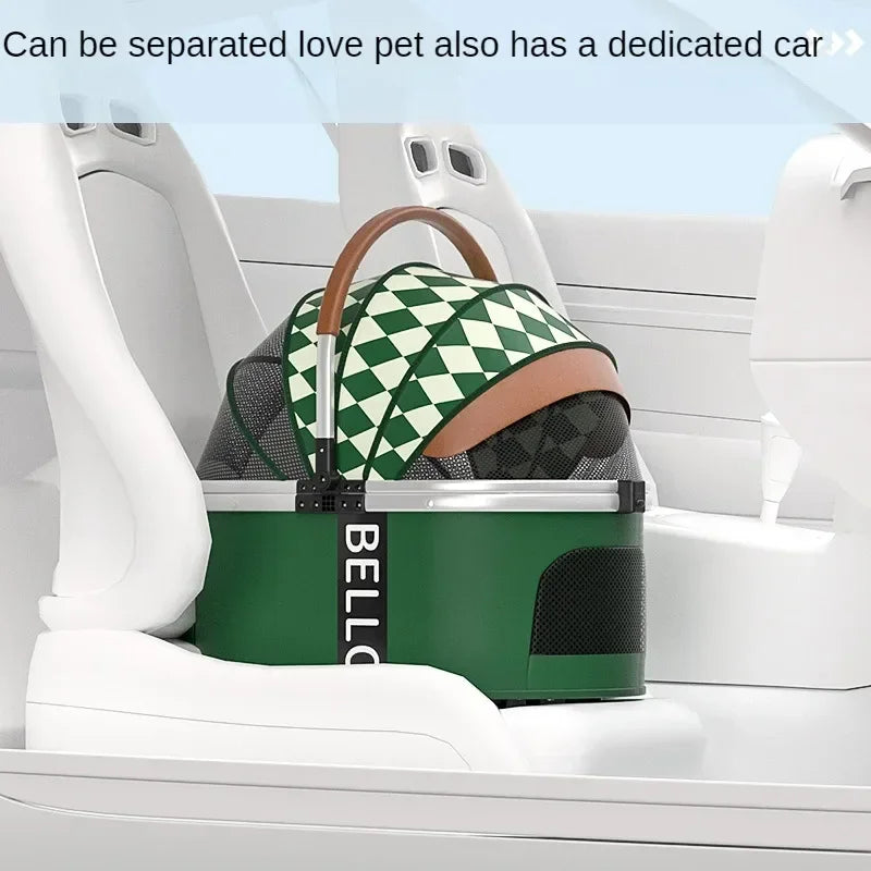Aluminum Frame Foldable Pet Stroller Trolley with Separate Pet Bag