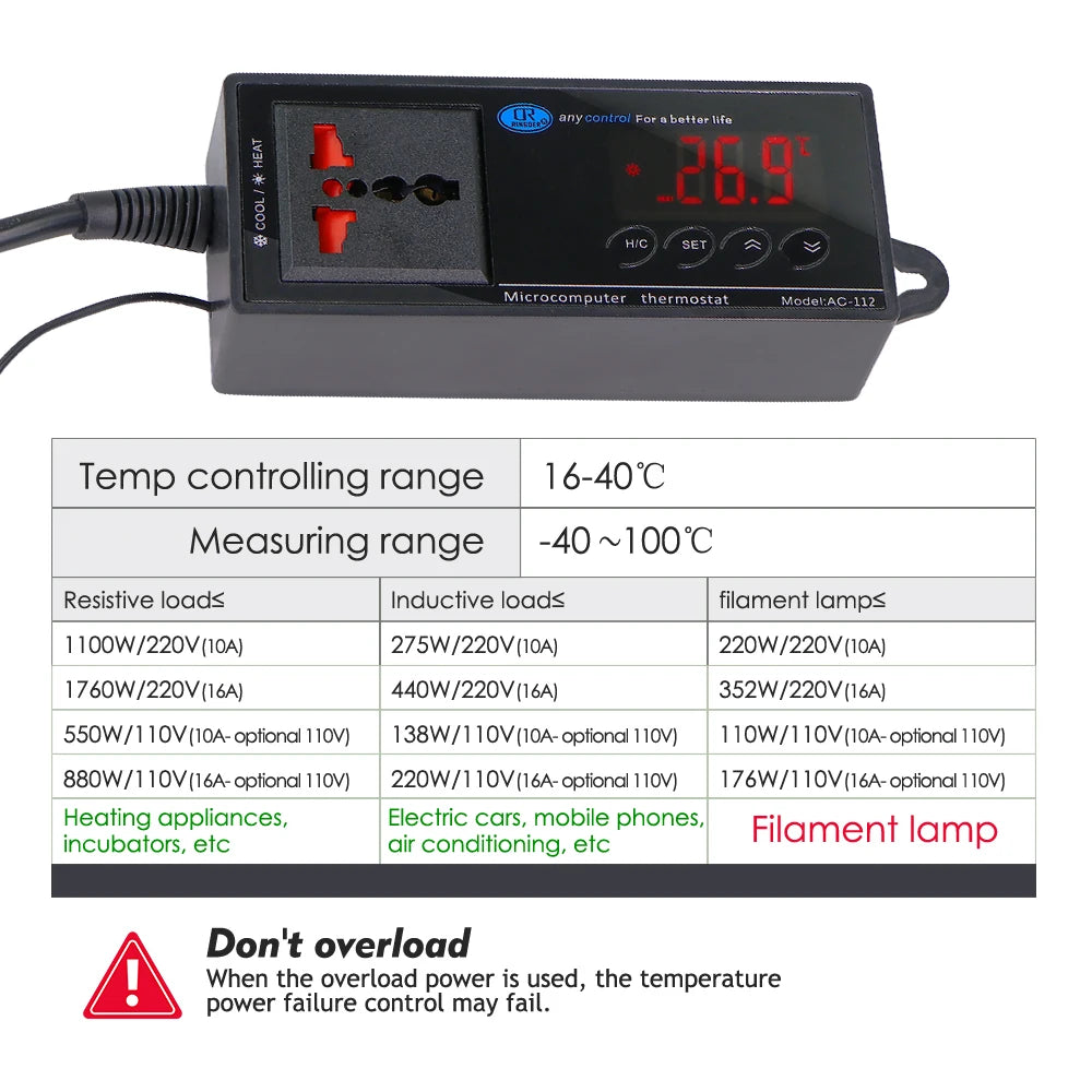 Digital Terrarium Thermostat — LED Controller with Waterproof Probe