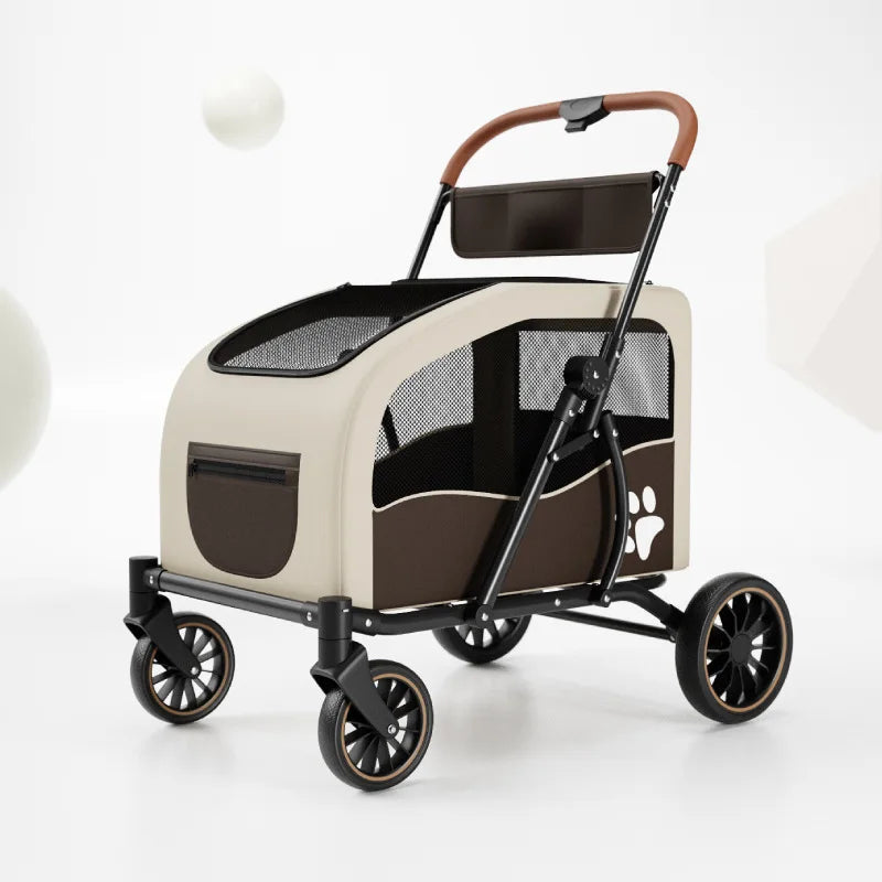 Multi-Function Foldable Pet Stroller for Senior, Medium & Large Dogs — Portable Outdoor Travel Trolley