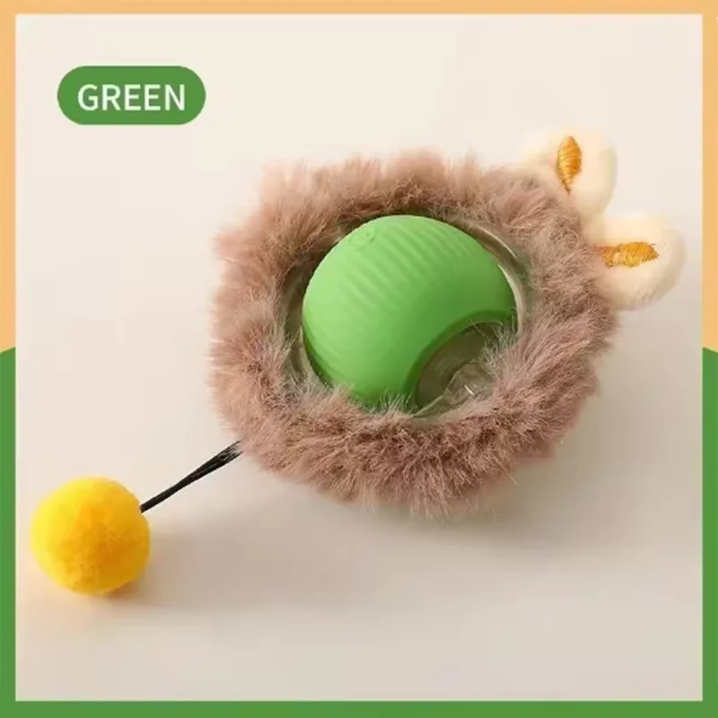 Smart Rolling Silicone Ball Cat Toy with Tail