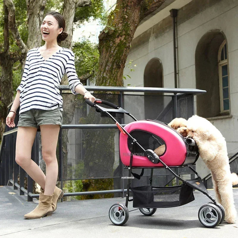 Large-Capacity Foldable Pet Carrier Trolley for Dogs & Cats — Lightweight Portable Outdoor Shopping & Travel