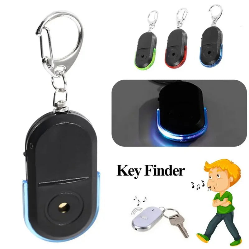 Key Finder Keychain with Whistle Control, LED Torch & Anti-Lost Alarm